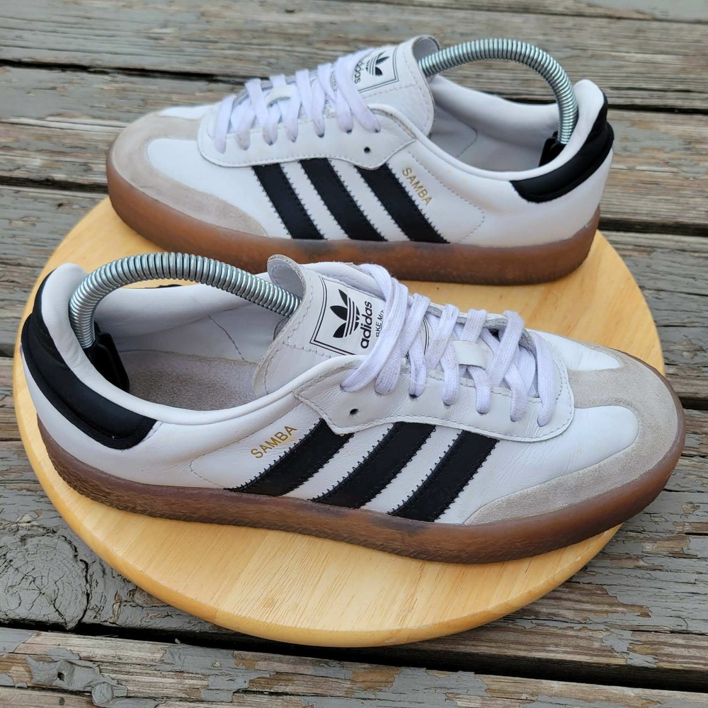 Adidas Samba Sambae JI1349 Womens 9 US (Men 8 US) White Black Gum Leather Chunky